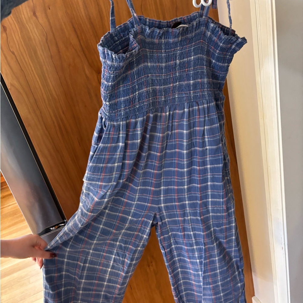 Blue Plaid Jumpsuit tea brand size 12